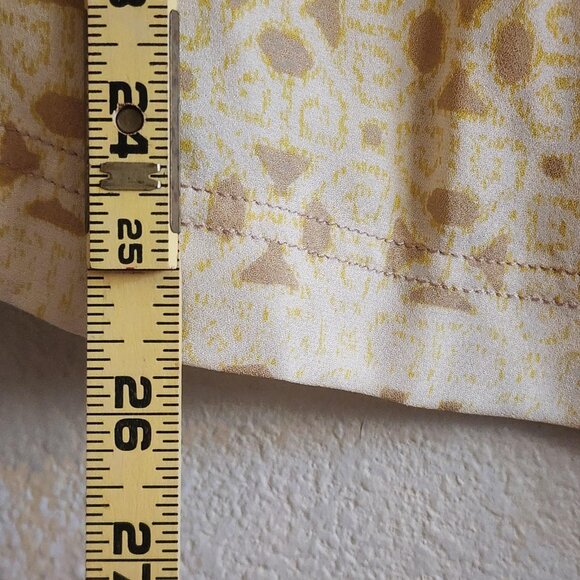 Tory Burch Blouse Womens 4 Yellow Geometric Pleated Silk Long Sleeve Boho Top - Picture 10 of 11
